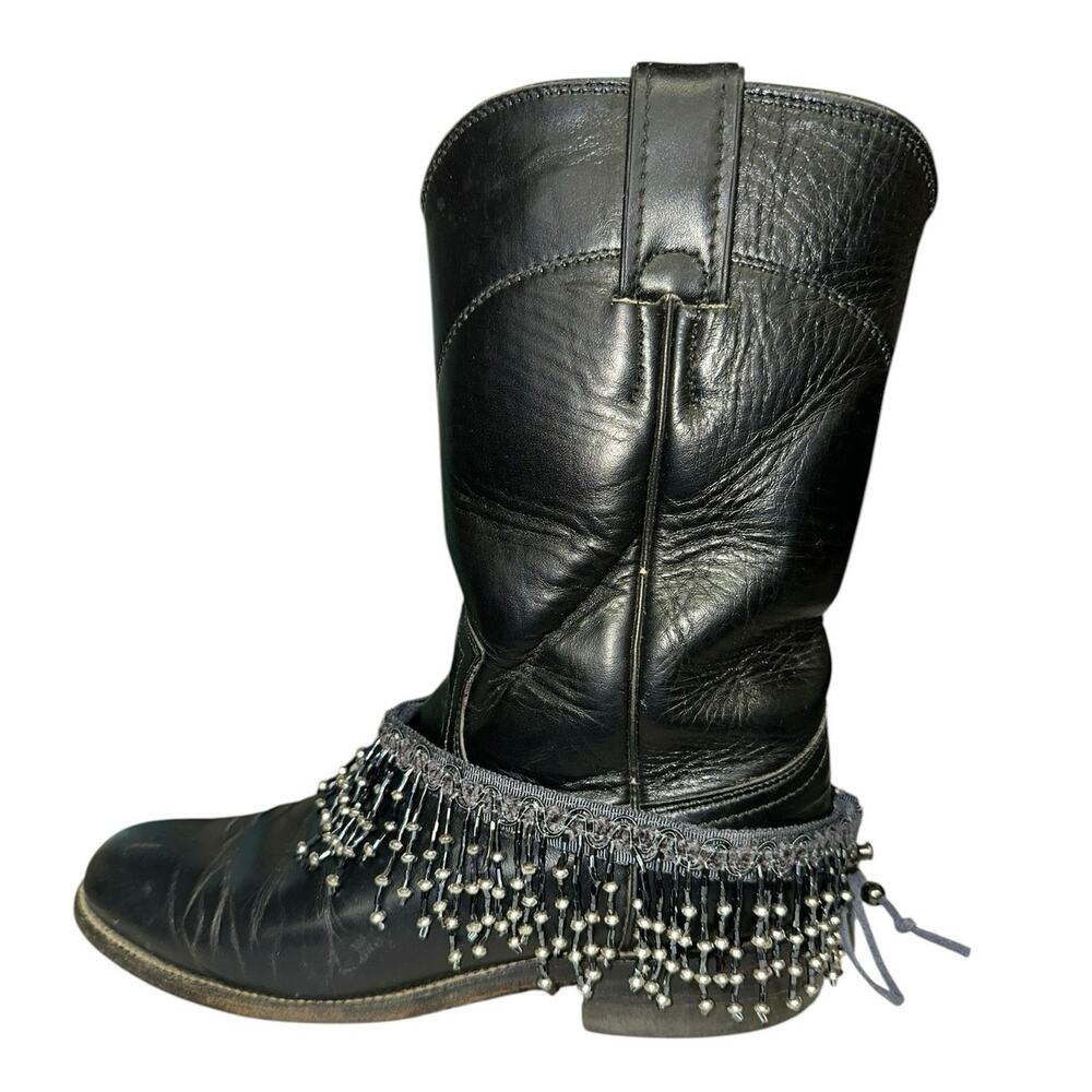 Bandals Boot Hugs Fringe Beaded Gray Purple Western Festival NWT